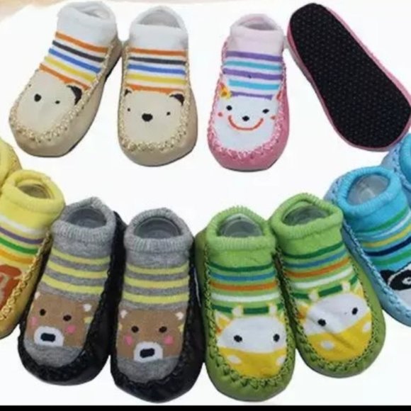 Baby Shoes Socks Animal Infant Sock Shoe Pink New - Picture 6 of 14